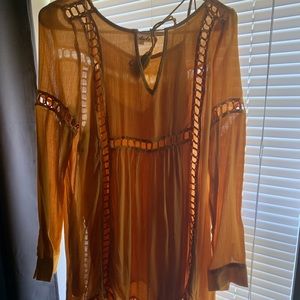 Mustard yellow, long sleeve sundress